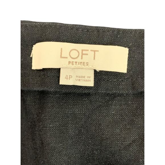 Size 4P Loft Petites Linen Blend Skirt Side Zip A-Line - Picture 6 of 7